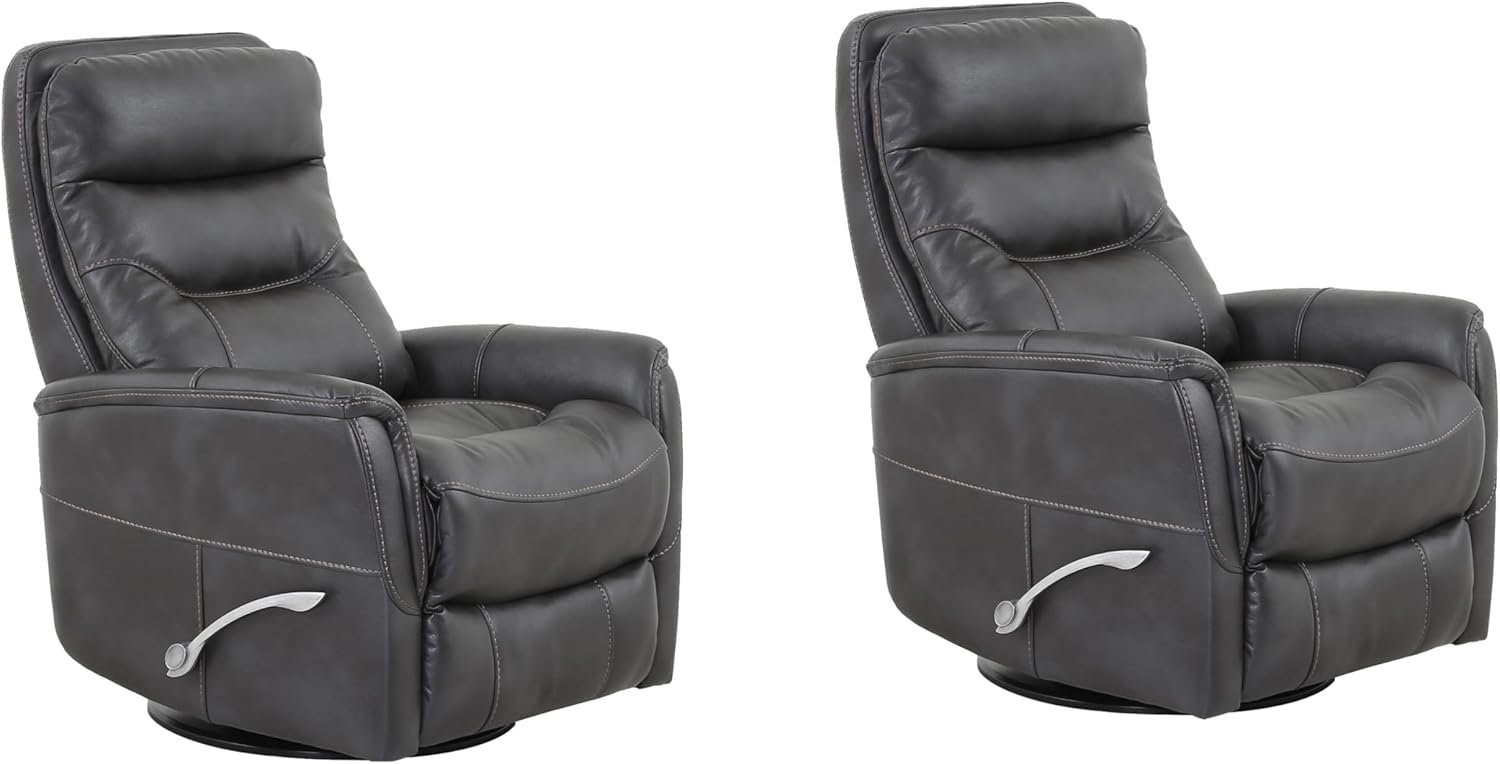Parker Living Gemini - Flint Swivel Recliner Chair Two Pack with 90% Polyester and 10% PU Upholstery, Nursery Glider Recliner, Comfortable Armchair
