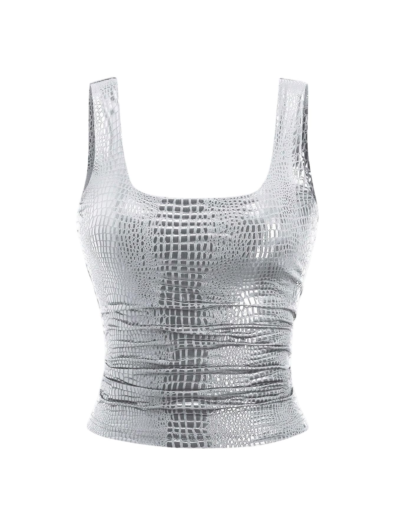 BEAUDRM Women's Y2K Faux Leather Tops Sexy Concert Tops Rave Club Outfits