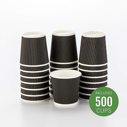 Vista 456 de Vasos de café de papel aislado de pared corrugada, 8 oz, Anaranjado