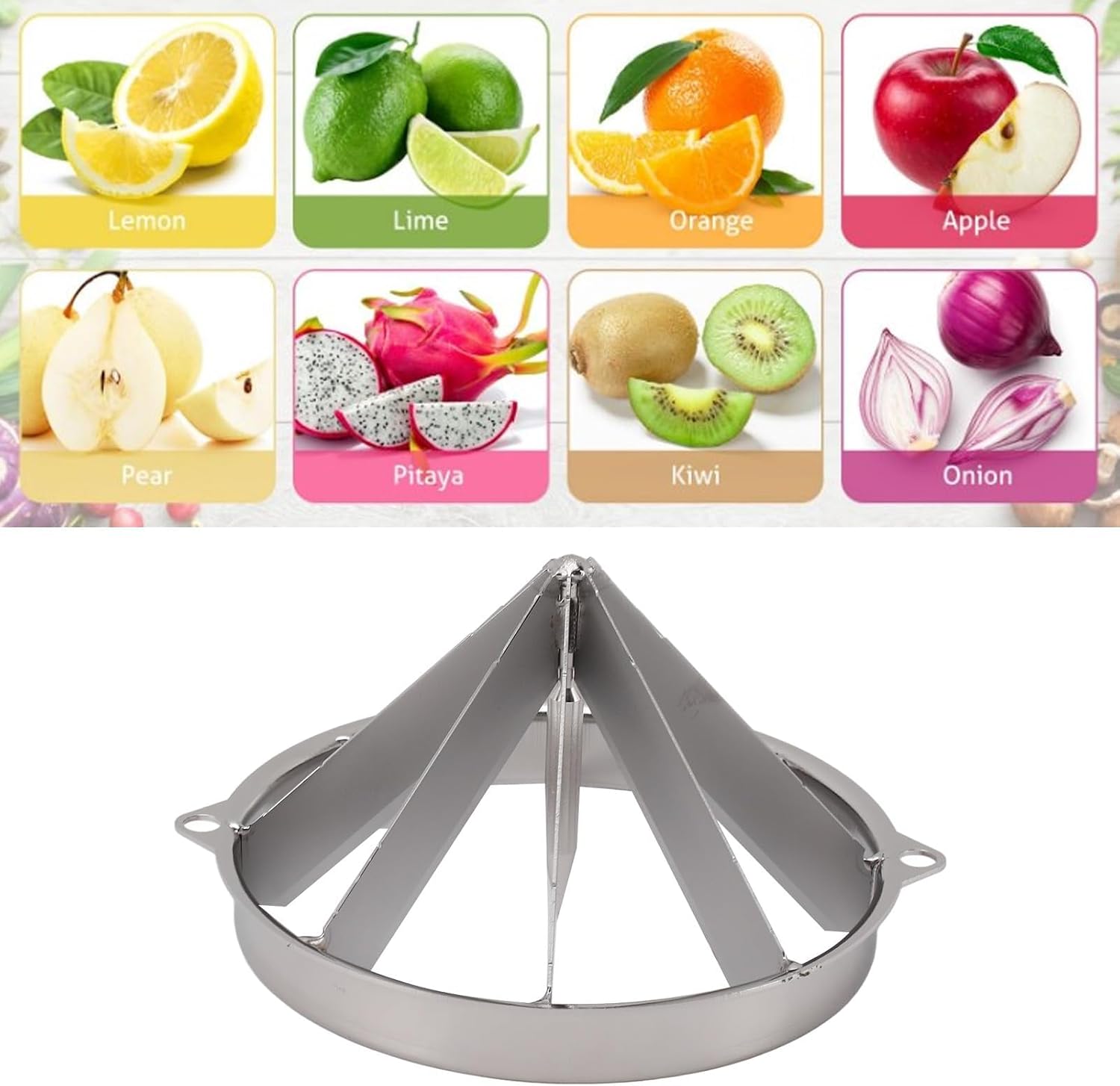 Fruit Cutter Blade, Stainless Steel Fruit Slicer for Apples Pears Oranges Detachable Lemon Cutter Wedge Tool Easy Clean Replacement Blade for Fruit Dicing Machine (8 Section)