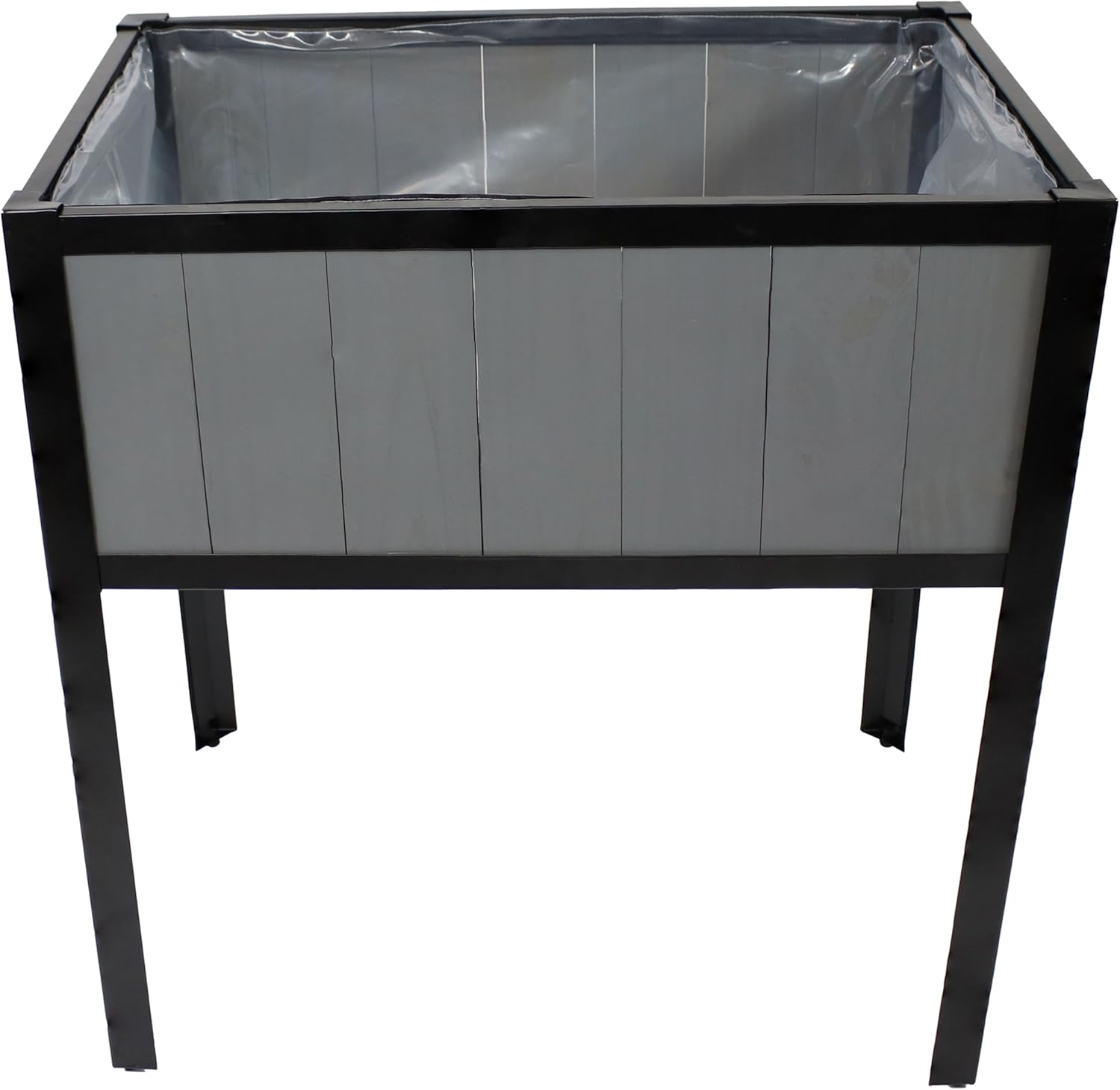 Sunnydaze Steel-Framed Acacia Wood Raised Garden Bed with Legs - 30.75-Inch H - Removable Planter Bag - Gray