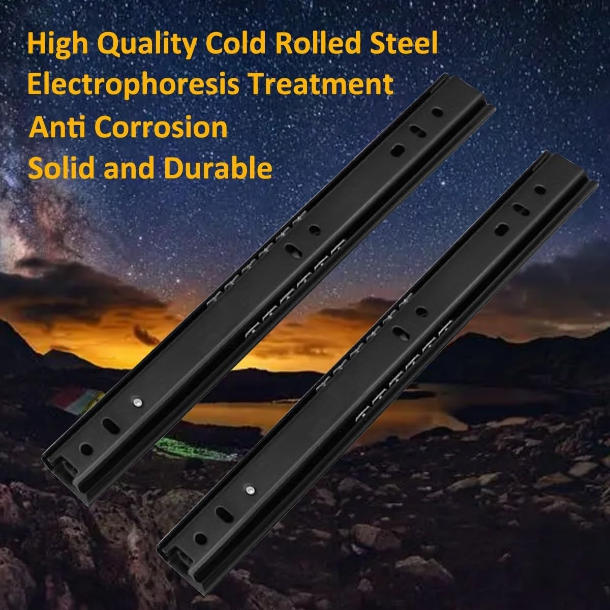 4 pares (8 piezas) de guías telescópicas para cajones de 27 mm x 350 mm, rieles guía de extensión completa, guías de cajón negras resistentes para un funcionamiento suave y fácil instalación
