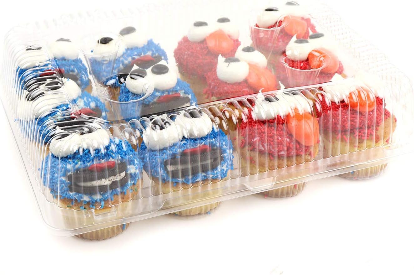 DFI Detroit Forming LBH9222 Plastic Container for 12 Cupcakes/Muffins - Pack of 10