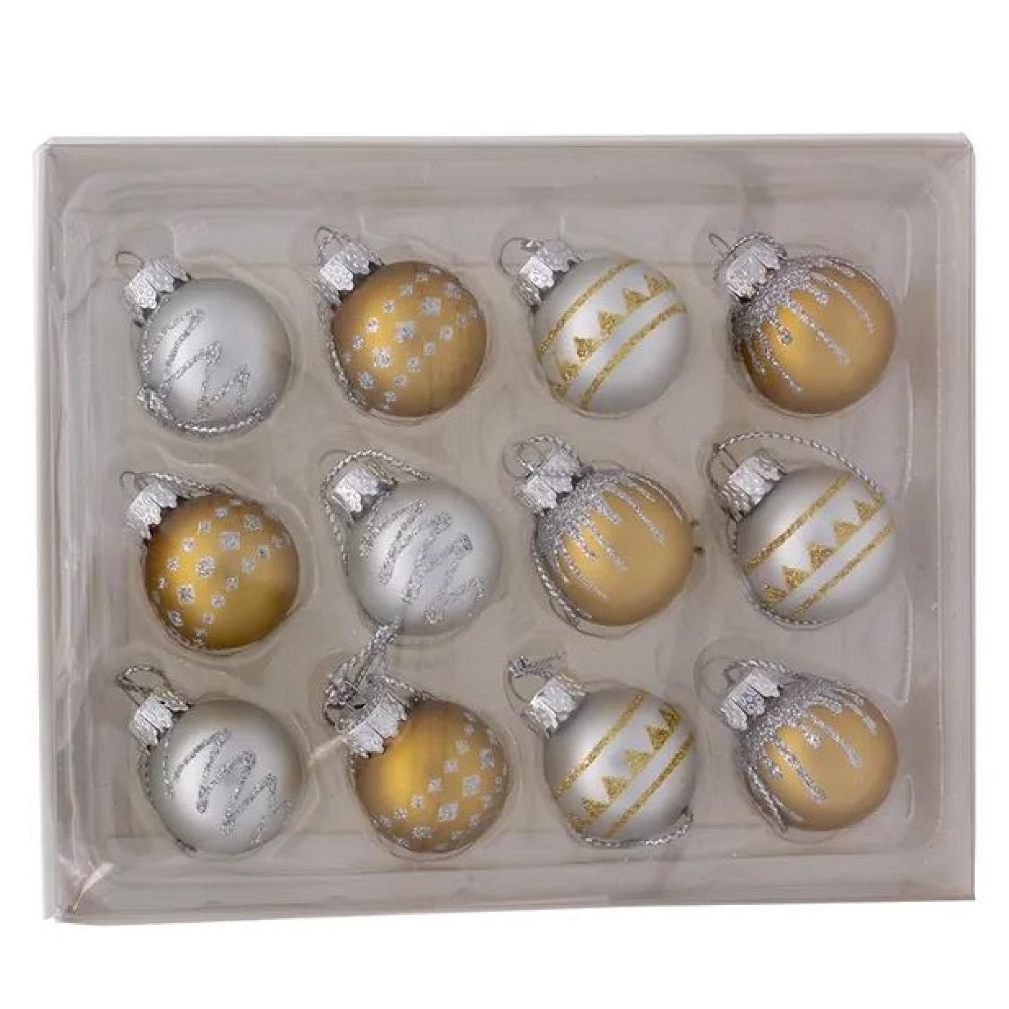 Kurt Adler Lot de 12 Boules décoratives en Verre Doré/argenté 25 mm