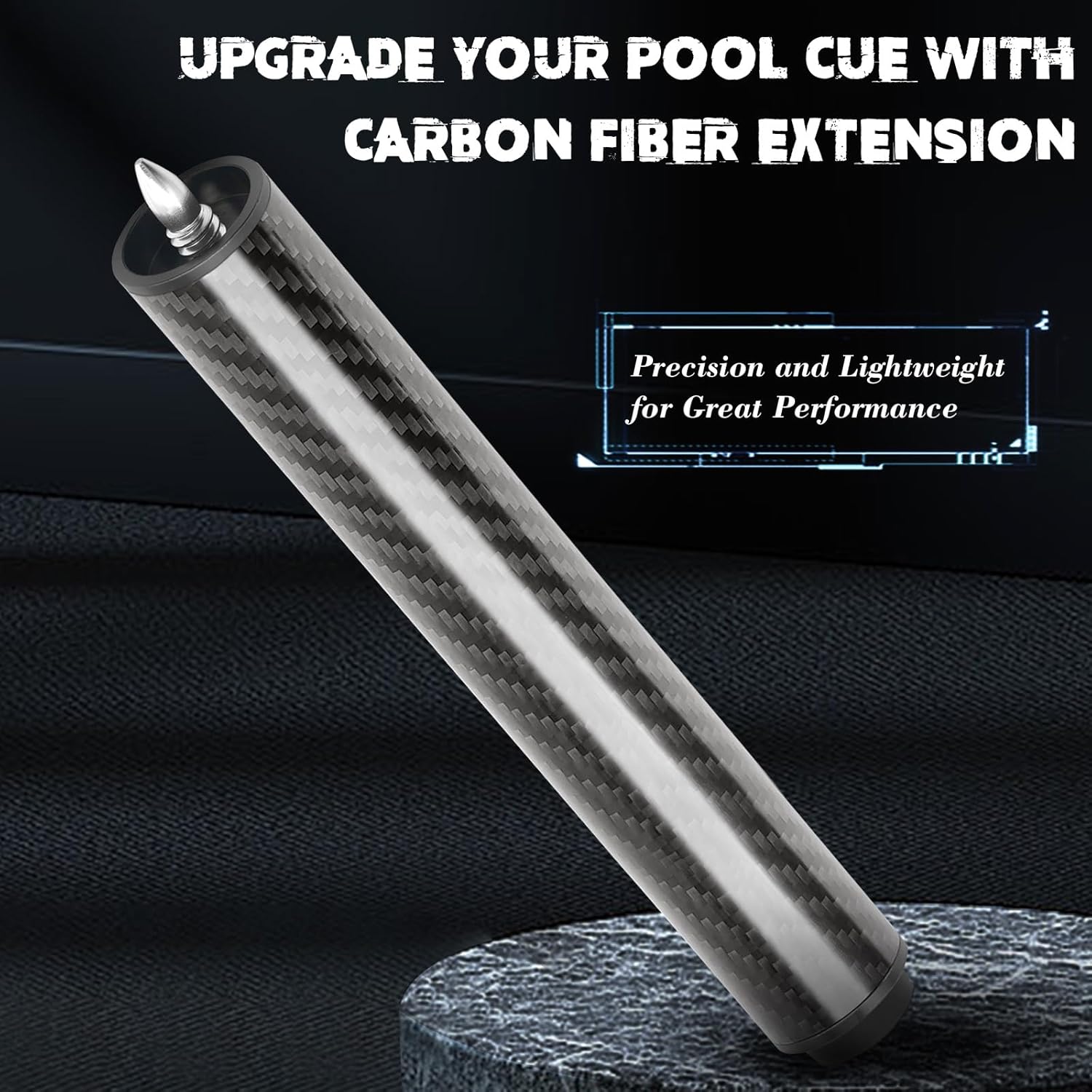 Pool Cue Extension with 3 Bumpers Carbon Fiber Billiard Cue Extender Pool Cue Accessories
