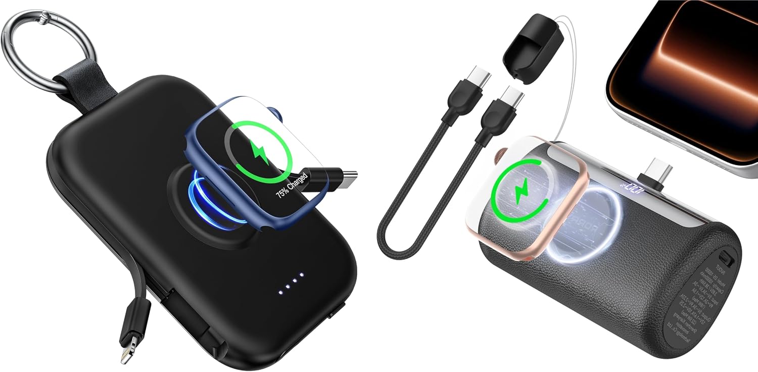 RORRY Portable Charger 5000mAh 10000mAh Mini Power Bank Travel Essential Battery Pack for iPhone Apple Watch iPad, Black