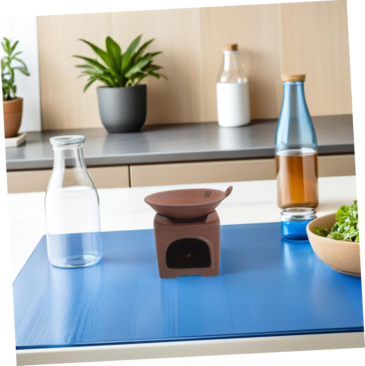 Clay Teapot Warmer Base with Tealight Holder, Japanese Style Pottery Tea Light Heater for Household Tea Ceremony, Ceramic Warming Stove Three-piece Set