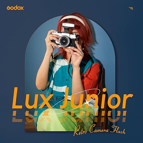 Miniatura 5 de Godox Lux Junior Retro Camera Flash, GN12 con 7 niveles de potencia de flash, CCT 6000K ± 200K con control óptico S1/S2 para Fujifilm, para Canon,