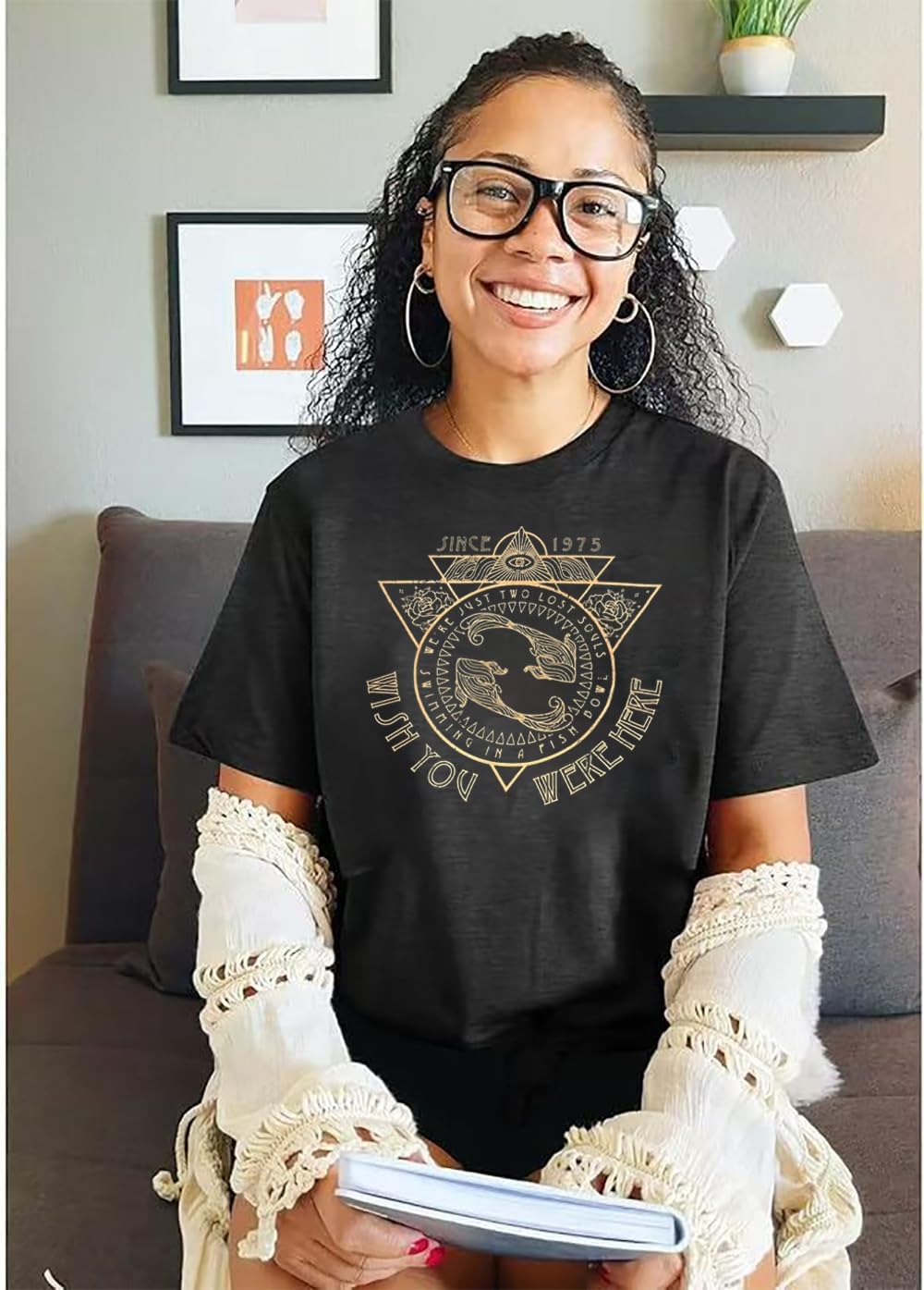 Women Old School Band Shirt Vintage Rock Music Tshirt Rock Festival Tees Wish You were Here Distressed Graphic Tee Tops - Image 6