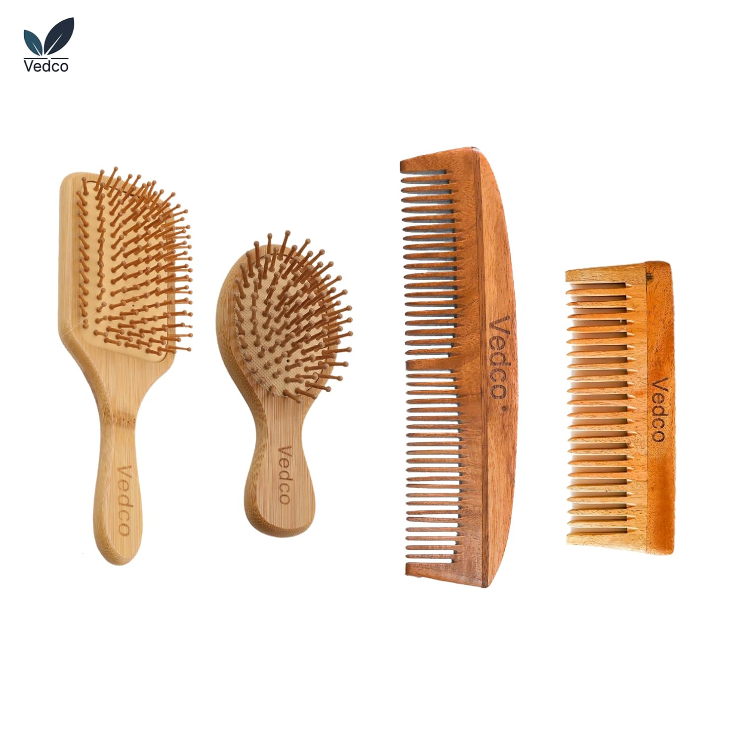 Vedco Ultimate Hair Wellness Set: Neem Combs & Nature's Duo Brushes Pack of 4 Vedco Ultimate Hair Wellness Set: Neem Combs & Nature's Duo Brushes Pack of 4