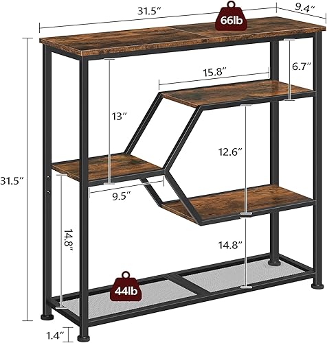 Miniatura 3 de Mesa consola, mesa de entrada larga estrecha de 31.5 pulgadas, mesa de sofá delgada de 5 niveles con estantes de almacenamiento abiertos, mesa de