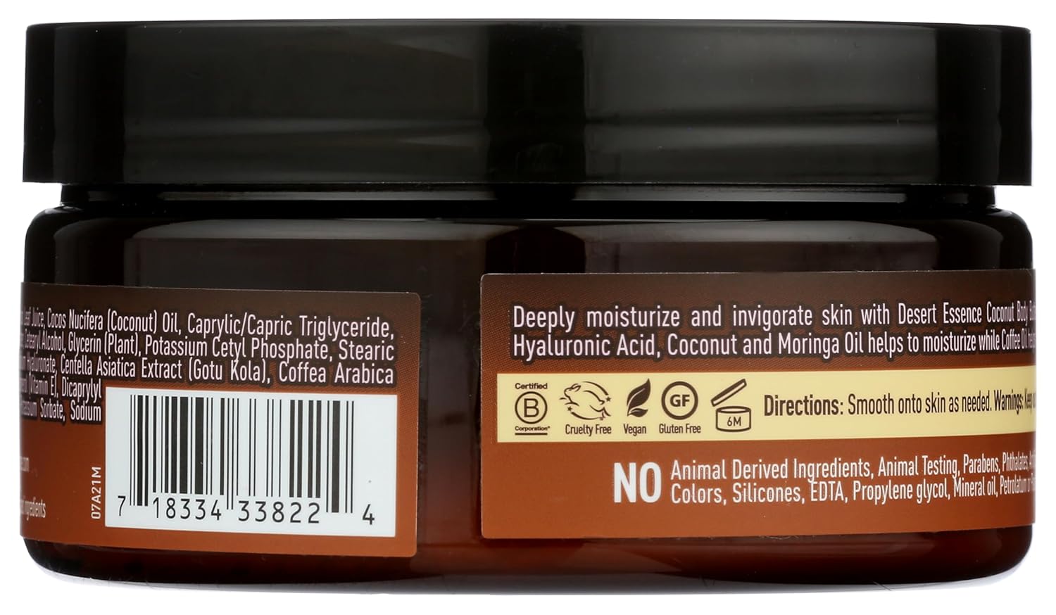 Desert Essence Coconut Body Butter 7.5oz - Hyaluronic Acid & Coffee Oil - Deeply Moisturizing and Nourishing - Moisture Rich Botanicals Coconut Oil & Moringa Oil - Helps Firm, Smooth and Hydrate - Image 2