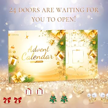 Jewelry Advent Calendar 2024, 24 Days Countdown Calendar for Adult Women Christmas, Fashion Bracelet Necklace Rings Earring, Xmas Surprise Gift for Wife Daughter Mom Adult Girls