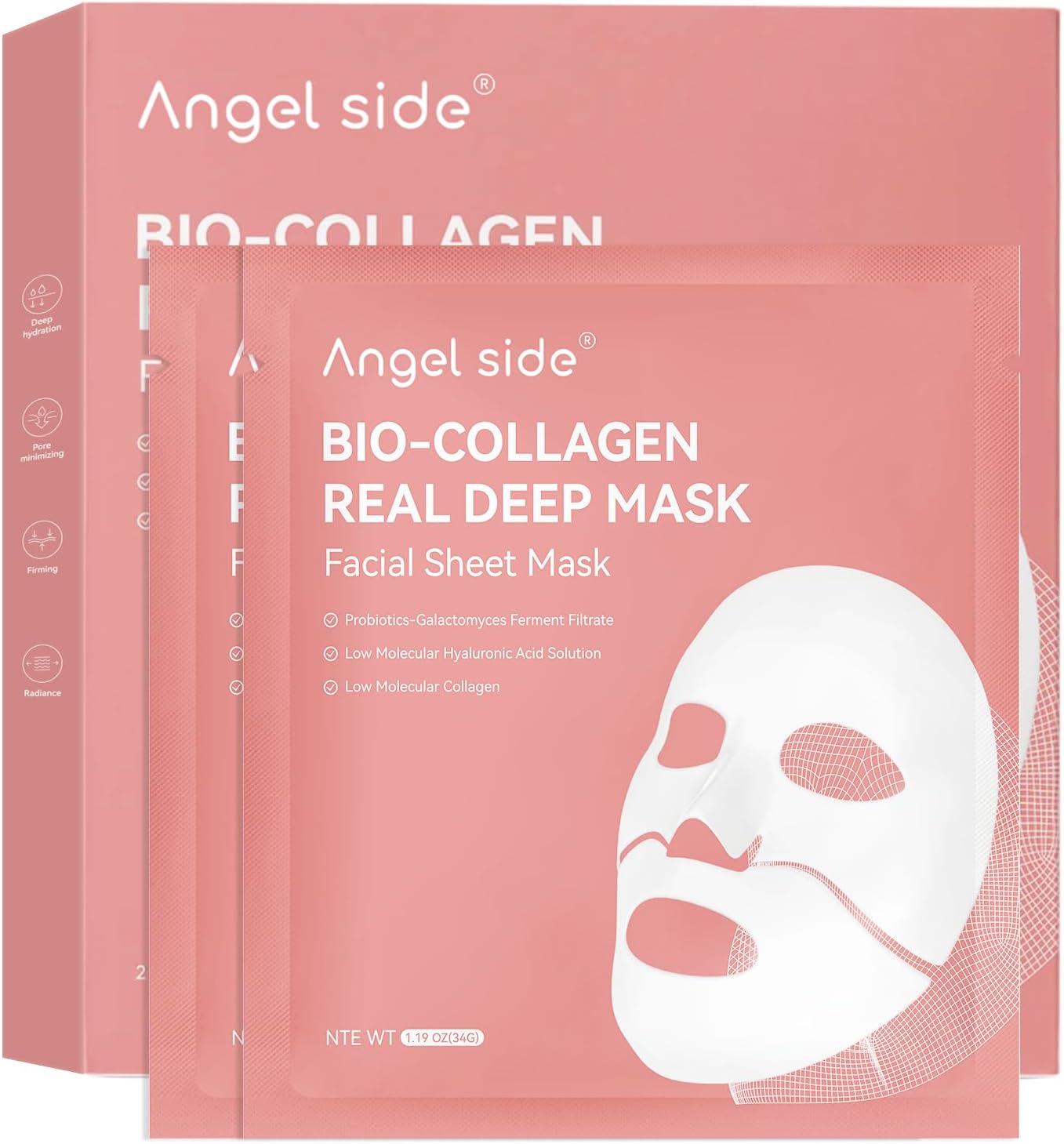 Angel Side Collagen Face Mask Skincare, Hydrating & Firming Hydrogel Face Masks, Elasticity Boosting Collagen Mask for All Skin Types, Skin Care Essentials 34g Chamomile
