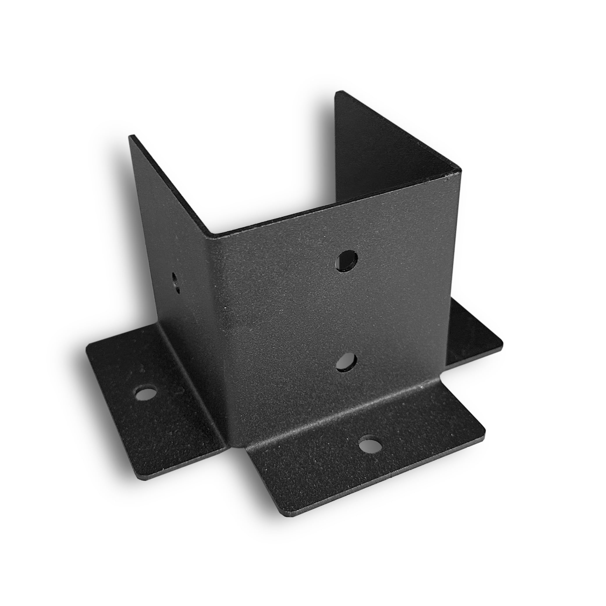 FenceEasy Fence Post Floor Fixing Bracket (4 Sizes Available) - Black (for 3" / 75mm Wood)
