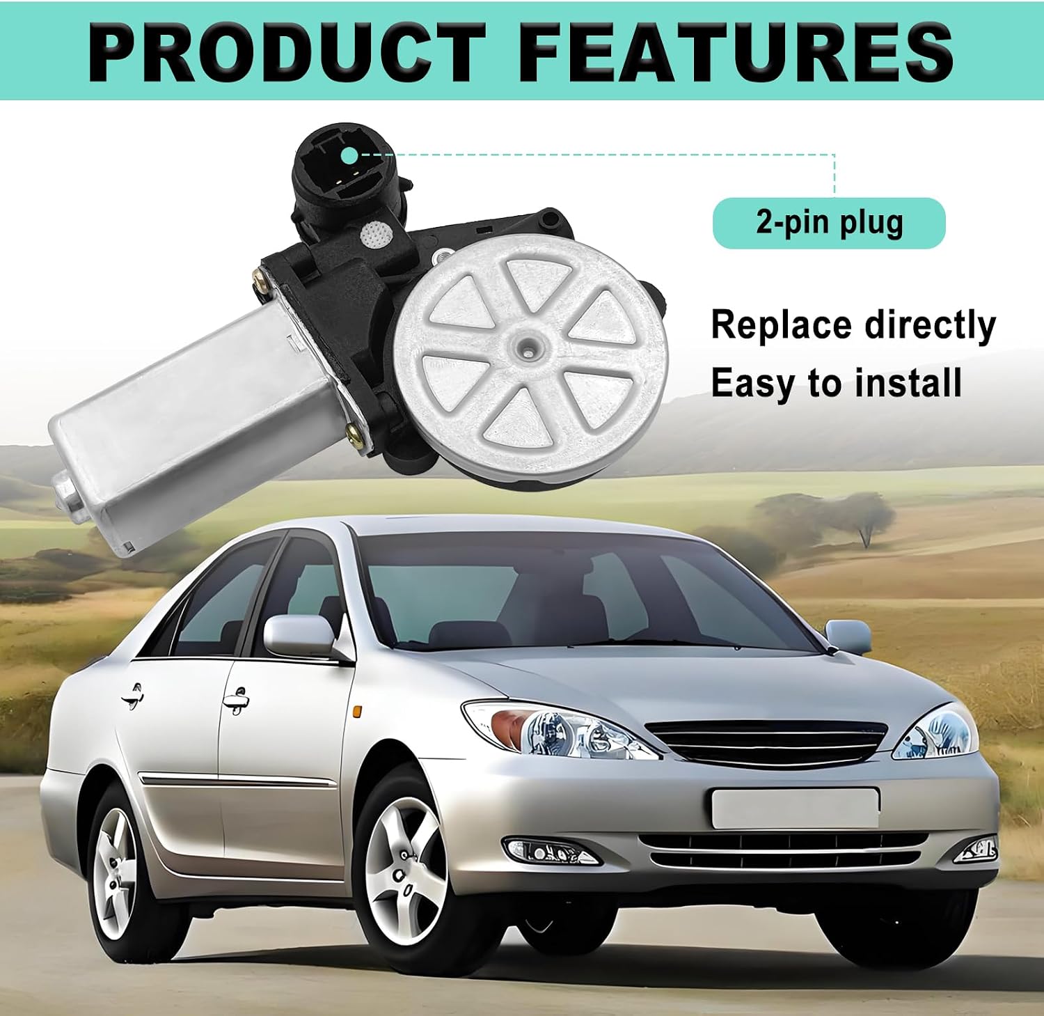 Front Left Driver Side Power Window Motor Compatible with Toyota Camry 2002-2006, Highlander 2001-2007, RAV4 2001-2005, Lexus ES300 2002-2003, LS430 2001-2006 etc, Replace OE 85720-33120