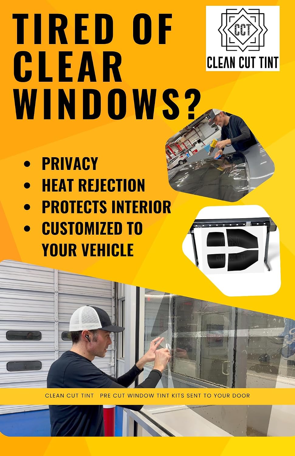 CLEAN CUT TINT- Automotive DIY Car & Truck Window Tint Kit - Various Darkness: 5%, 20%, 35%, 50% - All Sides & Back Glass - Precut Tint Kit