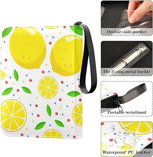Miniatura 4 de Lemons Card Binder 4 Pocket Trading Card Holder Book with 50 Sleeves Card Binder Holder Fits 400 Cards 3 Rings Photocard Binder for Sports Cards
