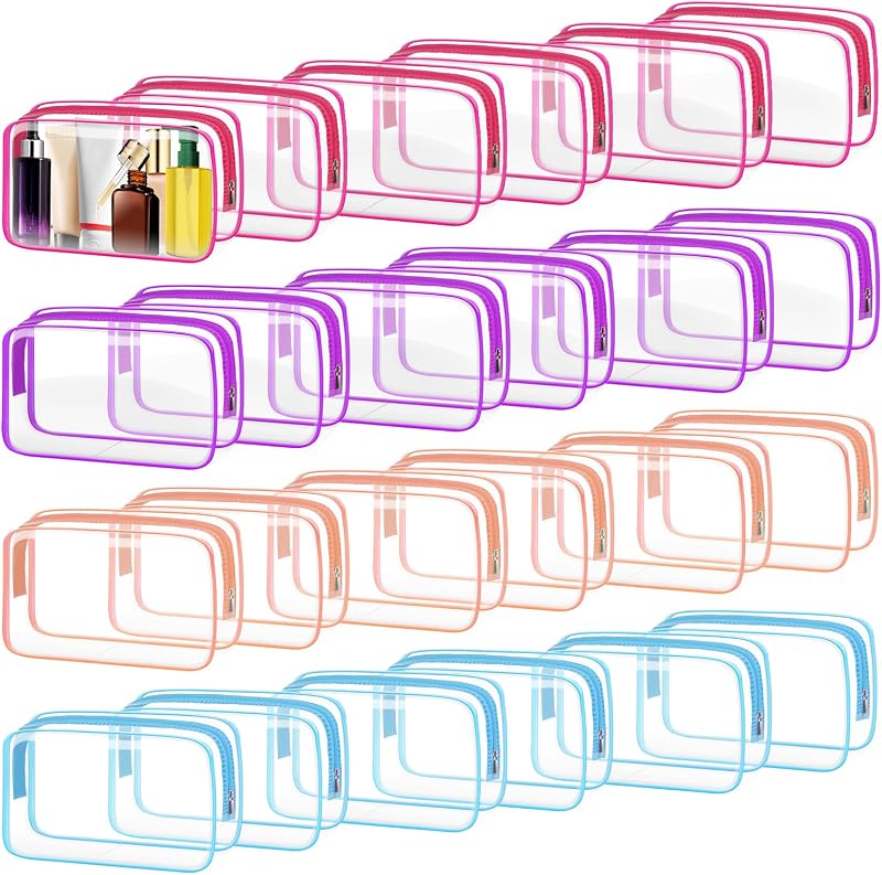 TISRATOK 24 Necessaires transparentes com zíper, multicoloridas