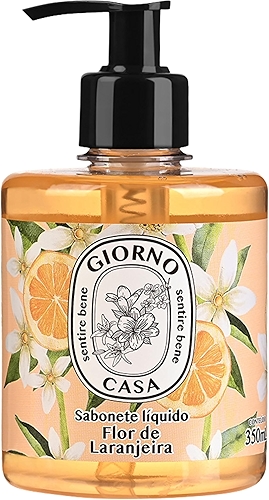 Sabonete Líquido Para as Mãos, Flor de Laranjeira, Giorno Casa, 350 ml, Laranja