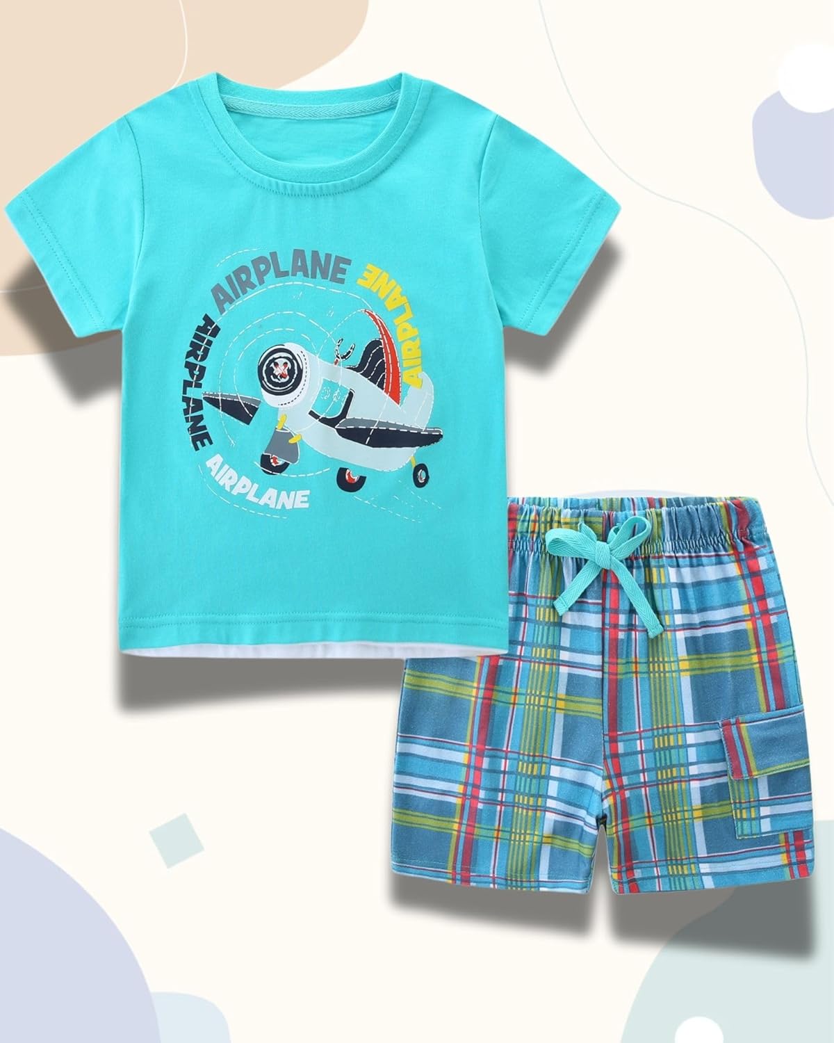 Toddler Baby Boy Summer Outfit Kids Cotton Printed Clothes Casual Short Sleeve Shirt Pants Set - Image 2