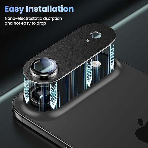 Vista 72 de Uyiton - Protector de lente de cámara de iPhone 13 Pro y 13 Pro Max, fuerte absorción, protección anticaídas, cubierta de cámara trasera, vidrio