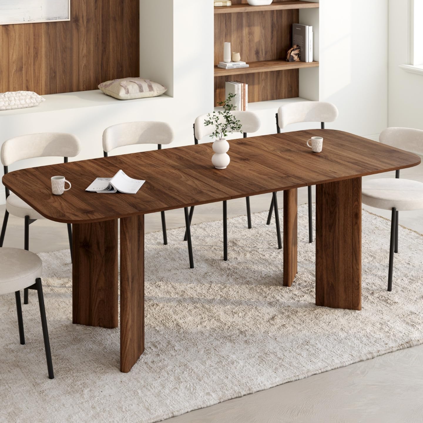 IDMarket - Table à Manger Extensible rectangulaire Arrondie Capucine