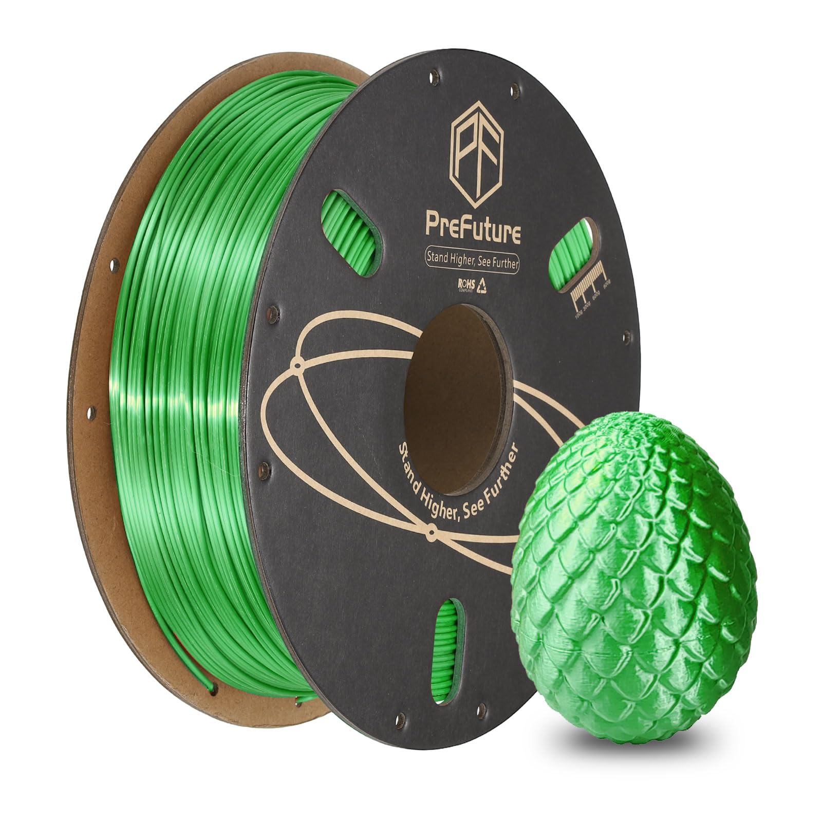 QUARKZMAN Filamento PLA Seta 1.75mm 1KG/2.2LB Alta Lucentezza Filamento per Stampante 3D, Resistenza Migliorata, Precisione Dimensionale 0.02mm per Stampante 3D, Verde.