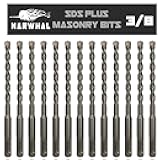 SDS Plus 3/8 Inch Masonry Drill Bits (13 Pack - Industrial Grade) 6 Inch Rotary Hammer Bit for Concrete, Stone, Block, & More!
