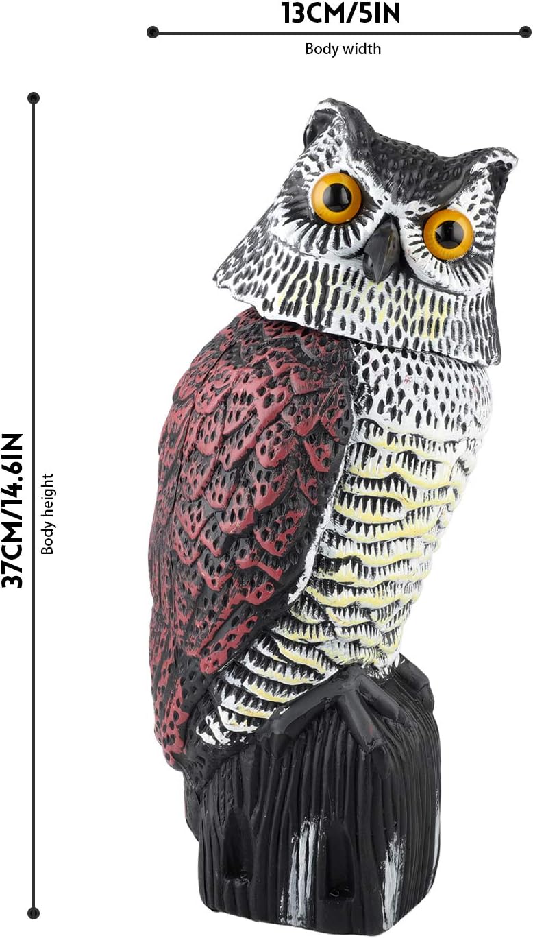Plastic Owl Statue Decoys for Bird Control - Owl Scarecrow with Rotating Head for Garden, Yard and Outdoor Use | Scare Birds - Image 7