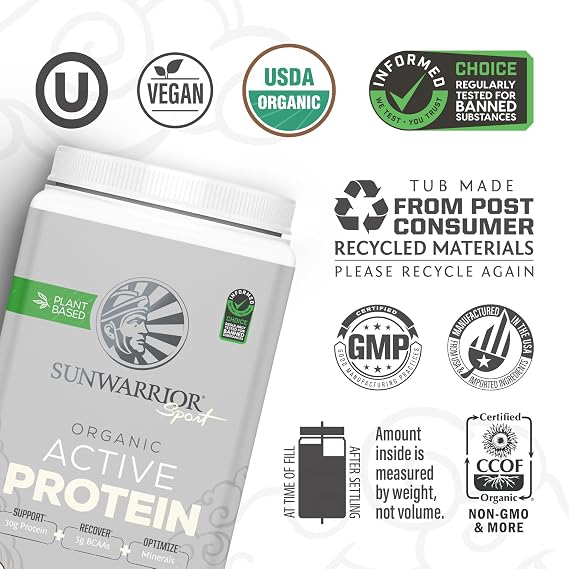 Sunwarrior Vegan Protein Powder USDA Organic | 20 Servings, Cake Batter Flavored & Creatine Monohydrate Powder for Her | Micronized 50 Servings, Raspberry Lemonade Flavored