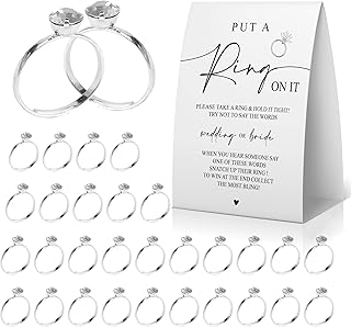Put A Ring on It Bridal Shower Game, Don't Say Bride Ring Game, Minimalist Sign With 50 Fake Rings, Wedding Shower Games 50 Guests -RGPUT01