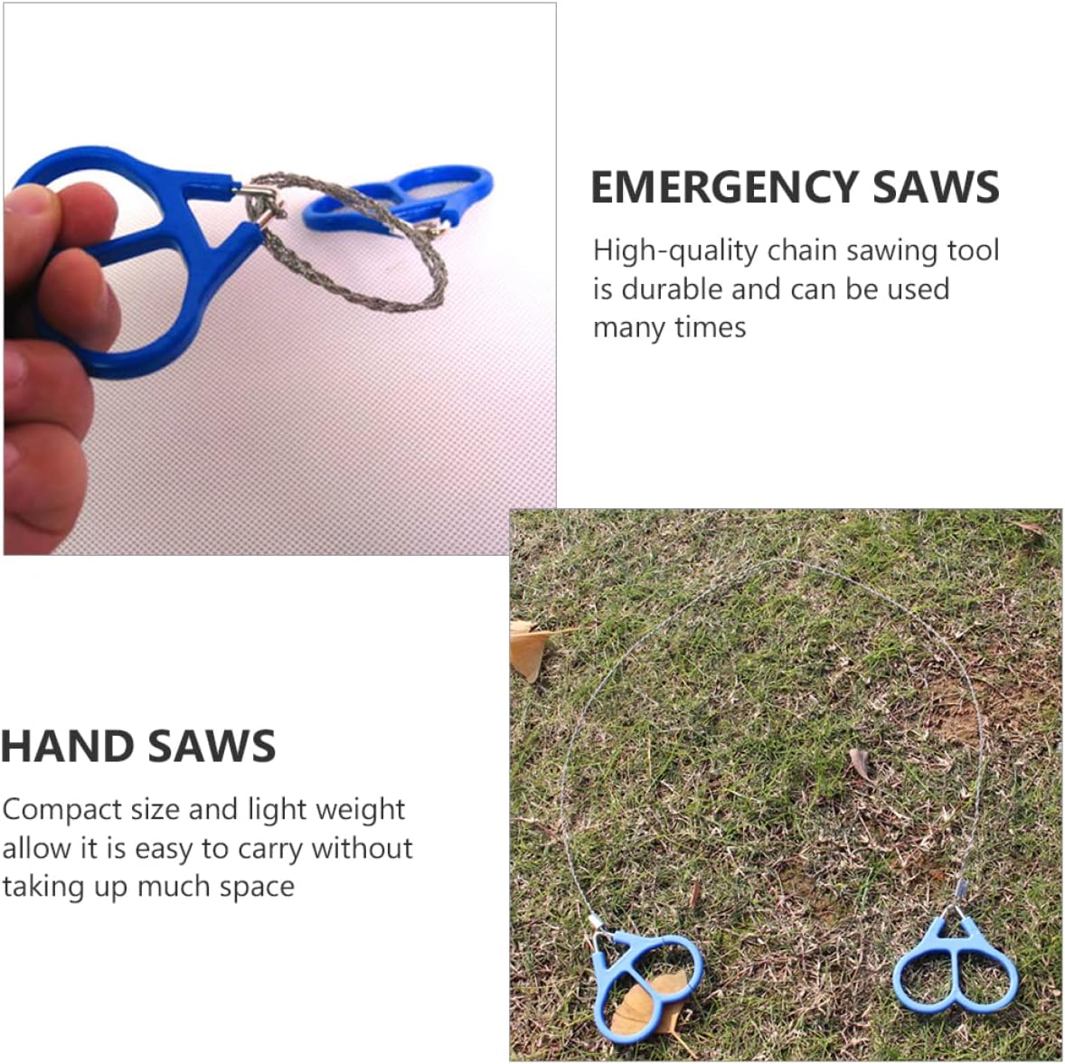 Toddmomy Portable Stainless Steel Wire Saw for Camping and Survival 2-Piece Manual Chain Rope Saws Lightweight and Sturdy Outdoor Gear for Hiking and Emergencies