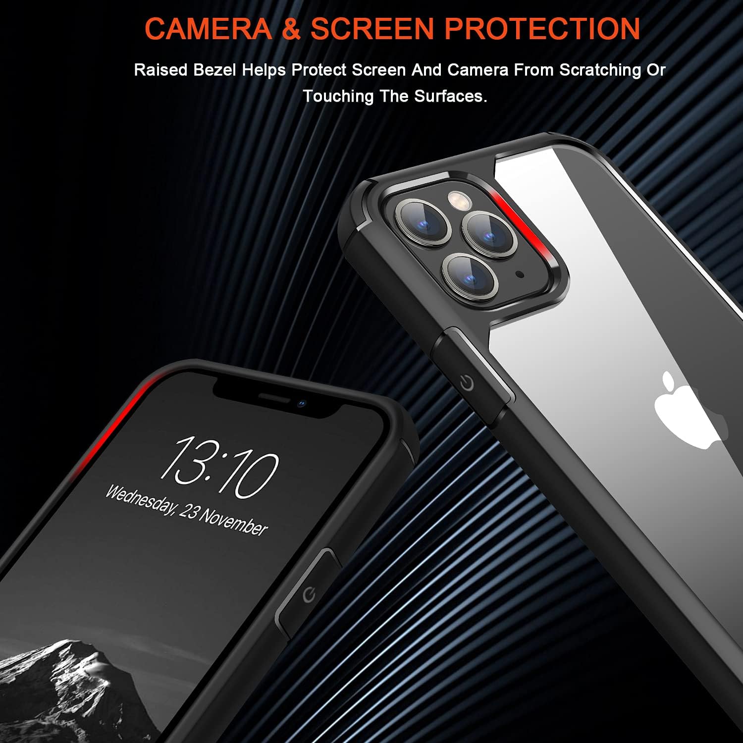 TENDLIN Compatible with iPhone 11 Pro Case Crystal Clear Hard Back Soft Bumper Protective Case (Black)