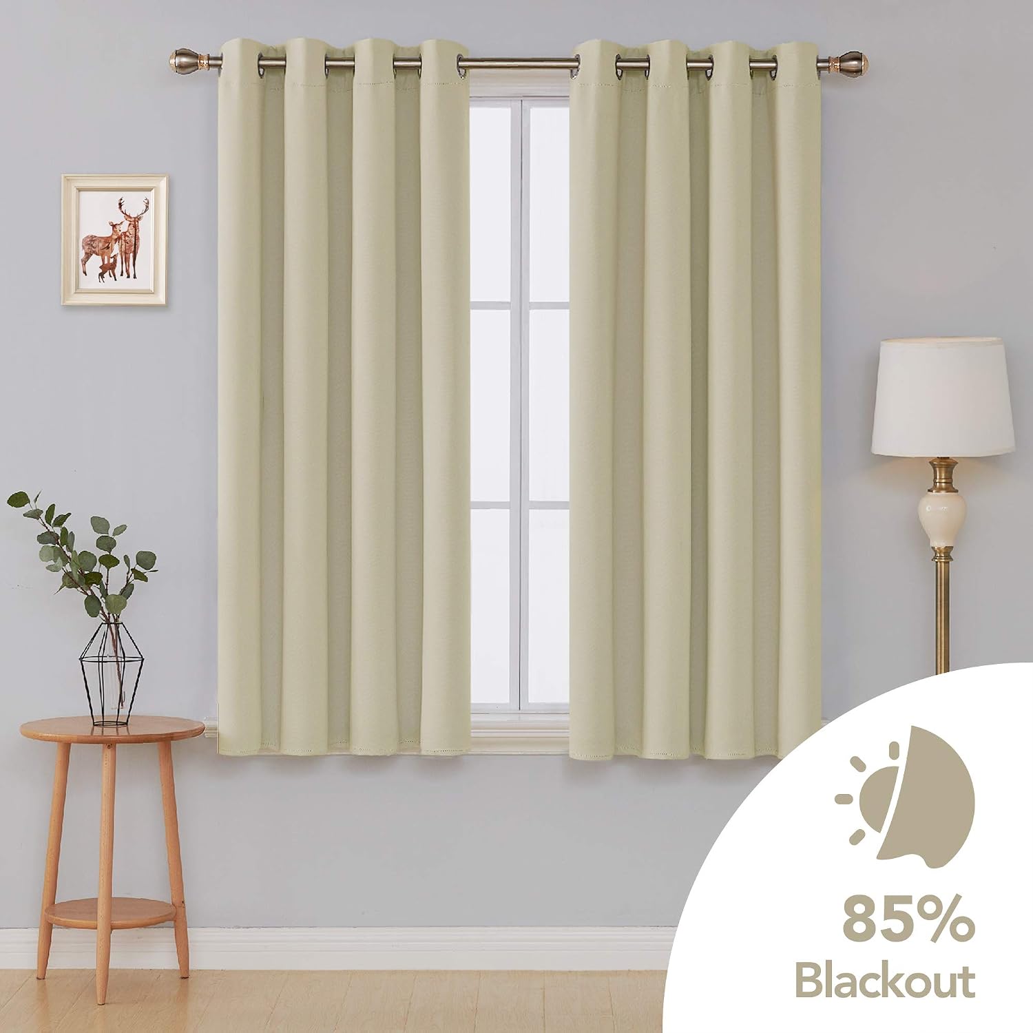 Deconovo Home Decorative Eyelet Curtains Thermal Insulated Room Darkening Curtains for Living Room Beige 42 x 54 Inch 2 Panels - Image 3