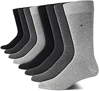 Tommy Hilfiger Men's 8-Pack Lightweight Crew Dress Socks - Breathable Comfort for Work, Casual & Formal Wear
