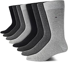 Tommy Hilfiger Mens Dress Socks - 8 Pack Lightweight Everyday Crew Work Socks for Men for Casual and Formal Wear