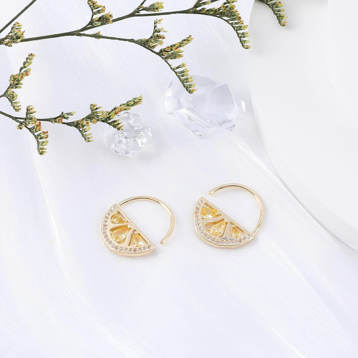 Fun Fruit Earrings for Women Kawaii Red Cherry Pink Cherry Lemon Grape Silver Strawberry Earrings Cute Dangle Crystal Cubic Zirconia Fruit Statement Earrings Summer Beach Party Jewelry Gift for Women - Image 5