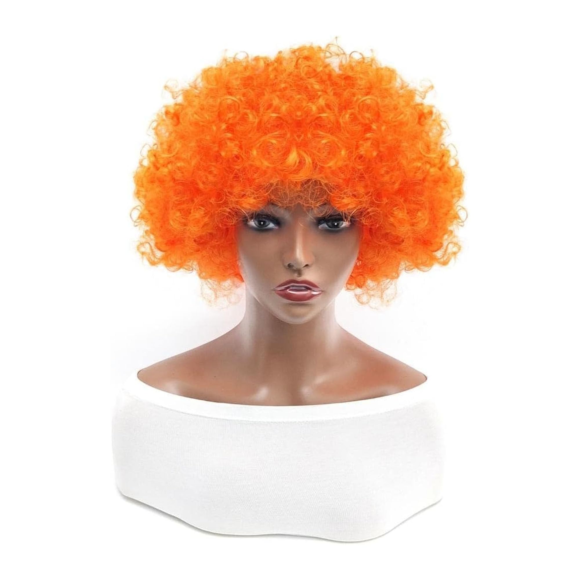 Orange Fancy Hair Wig Curly Clown Funky Disco Malinga Wig For Men And Women For Celebration, DJ Party, IPL Matches, Fancy Dress and Birthday Party, Pack of 1-image-29