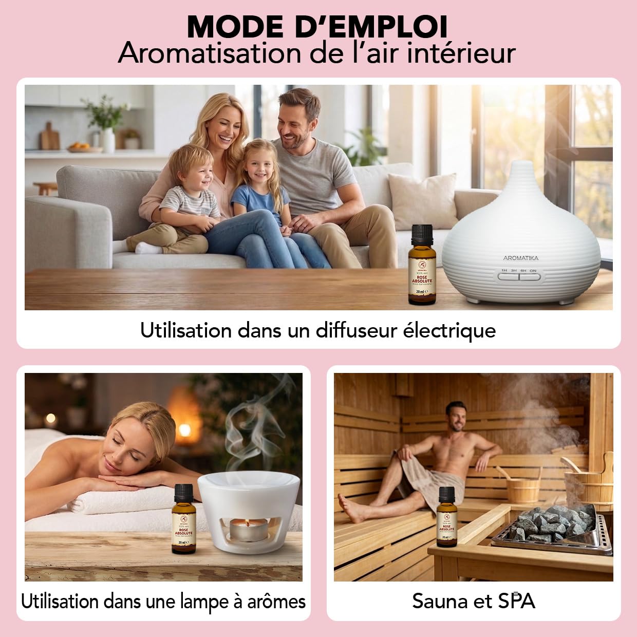 Absolue de Rose 20 ml - Huile pour Diffuseur d'Arômes et Lampe Aromatique