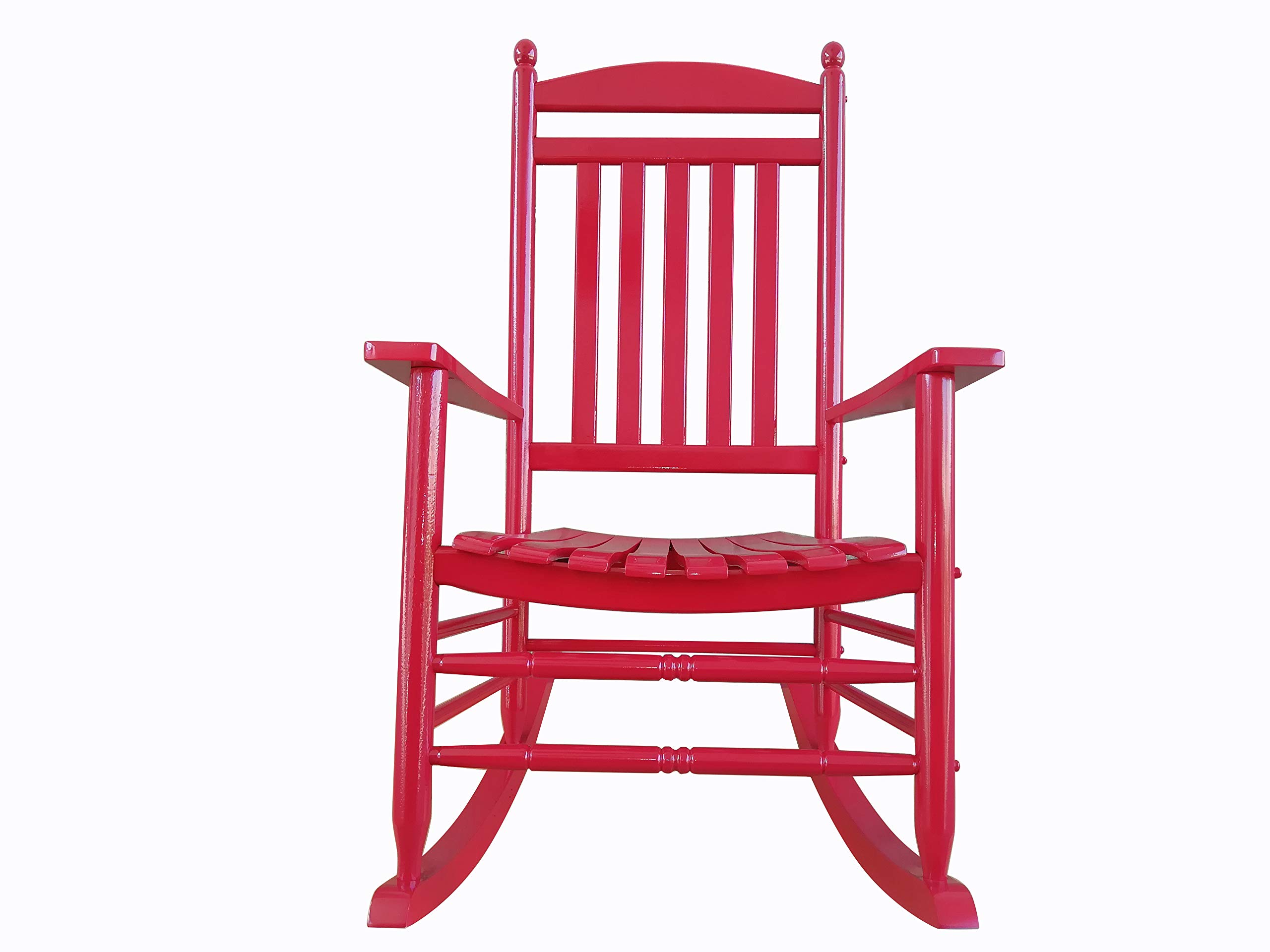 Rocking Rocker-A040RD Red Wood Porch Rocker/Outdoor Rocking Chair -Easy to Assemble-Comfortable Size-Outdoor or Indoor Use