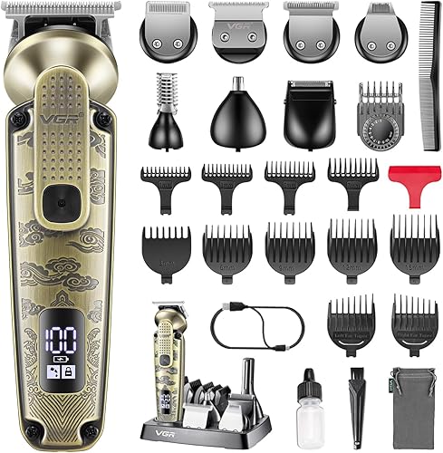VGR 095 - Cortadora de barba para hombres, 7 en 1, impermeable, inalámbrica, cortadora de pelo y recortadora, afeitadoras eléctricas, kit de aseo