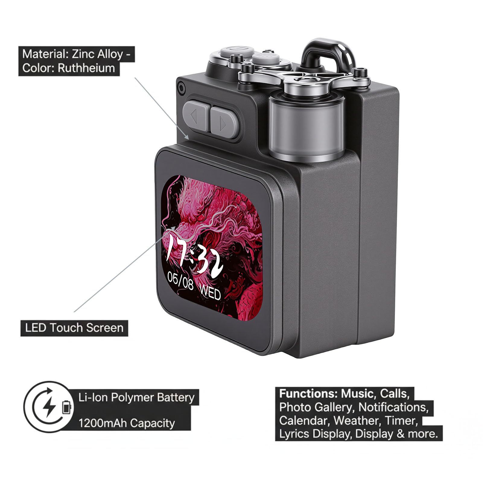 Asixxsix Mini Haut-Parleur Bluetooth Portable avec écran Tactile LED