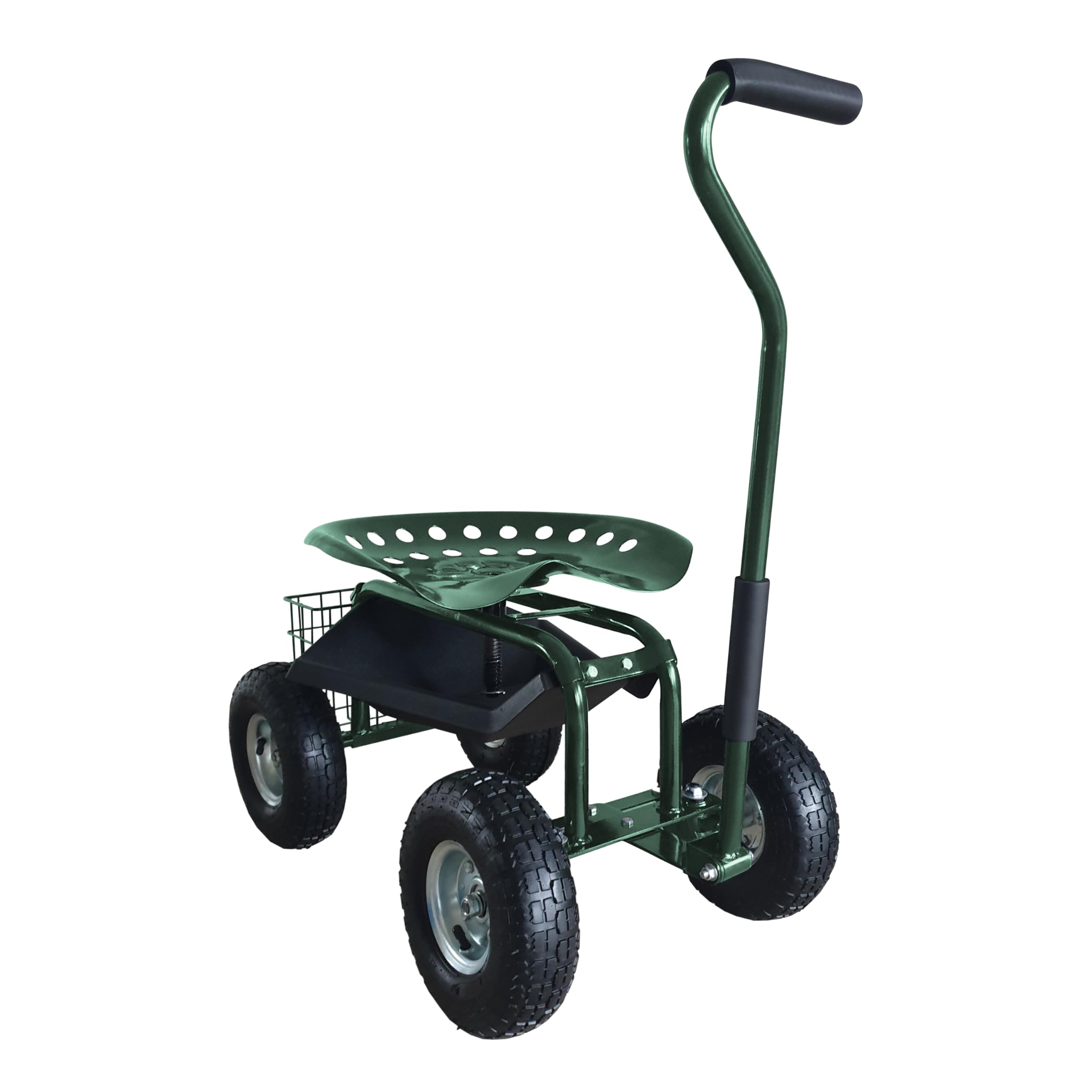 AXI AG22 Asiento de Jardin con Ruedas en Verde | Taburete de Jardinero con Caja de Almacenamiento | Carro de jardineria metalico con Carga MAX. 150 kg.