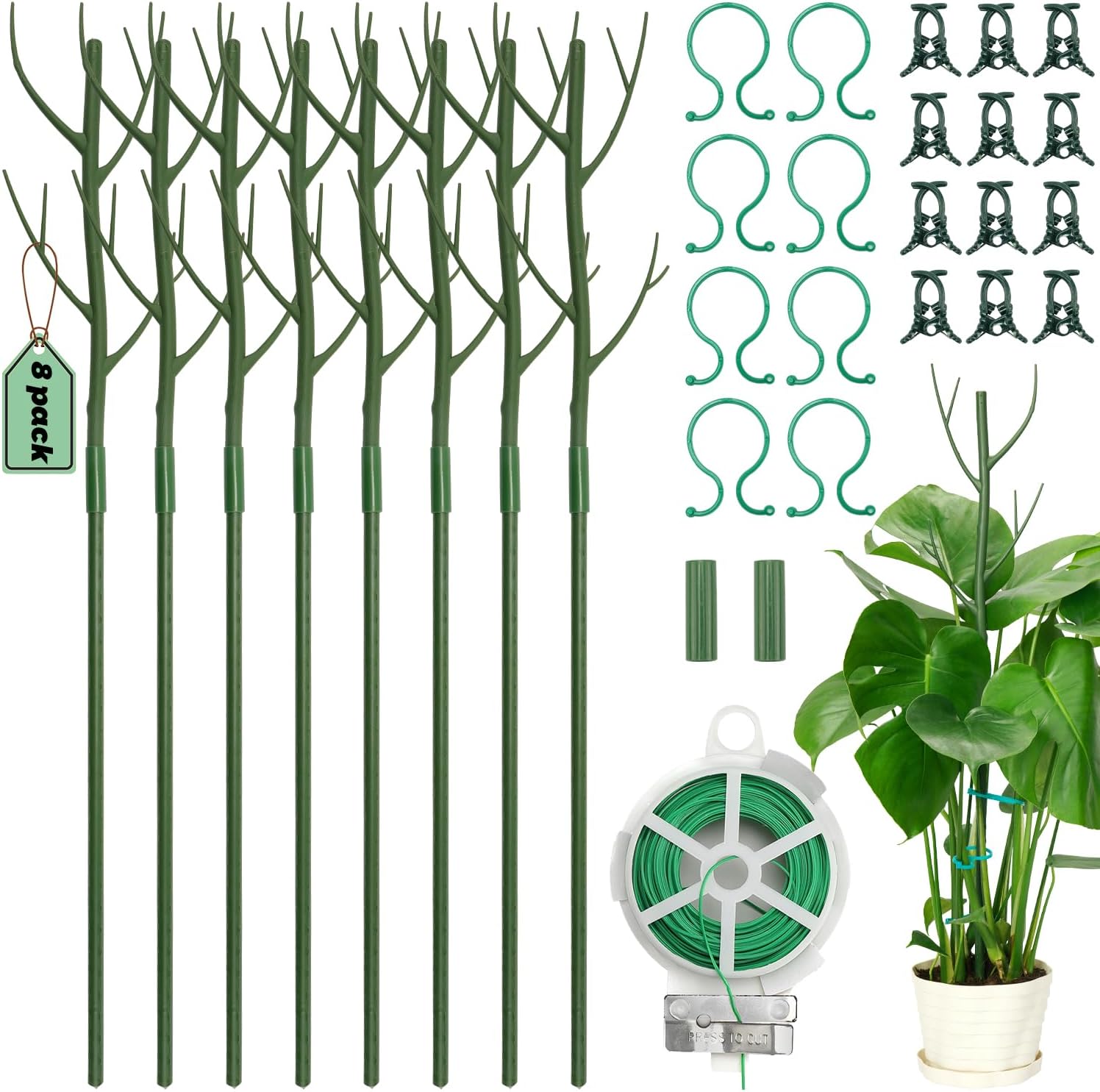 8 Pack Monstera Plant Support Stakes, 27.5inch Detachable