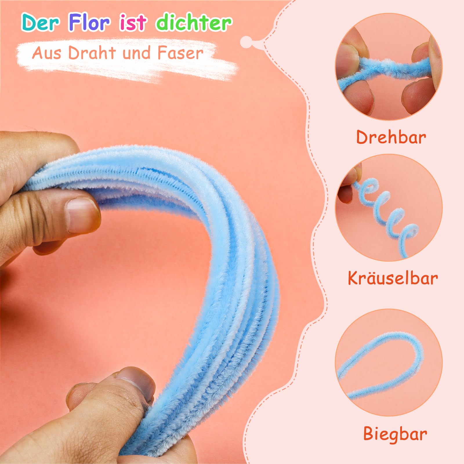 Pulitori Per Pipe SHTGOI 100 Pezzi - Filo Di Ciniglia, 30 Cm, 34 Colori
