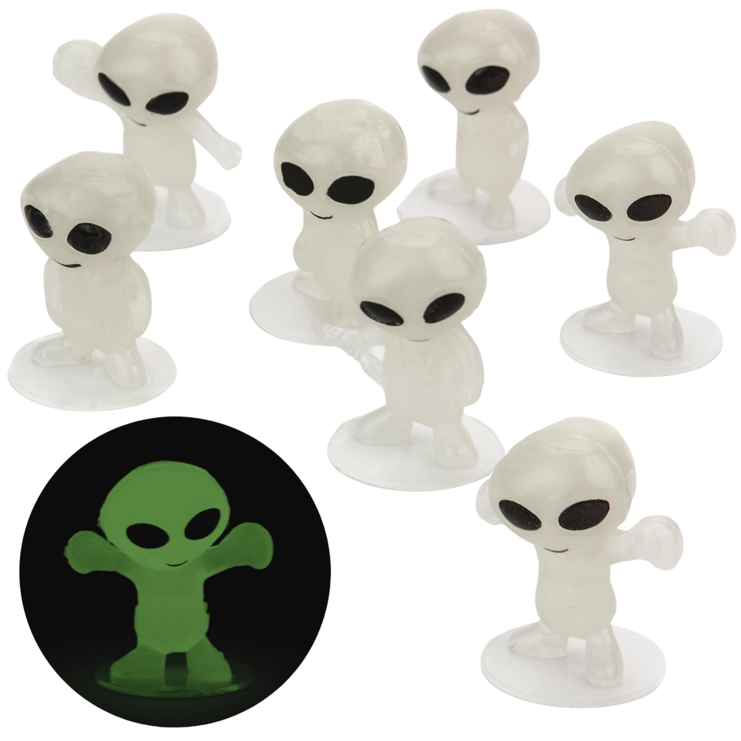 Glow in The Dark Alien Figurines for Kids - 50 Pcs Small Halloween Party Favors - Goodie Bag Fillers - Pinata Stuffers - Halloween Toys - Bulk Gifts for Kids - Vending Machine Toy - Easter Toys