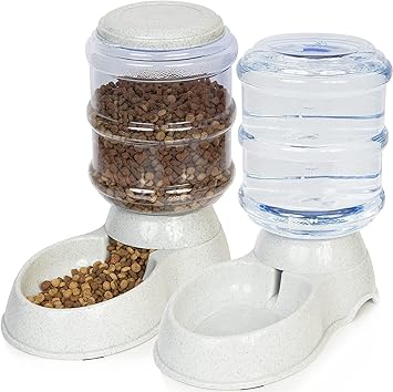 Zone Tech Self-Dispensing Pet Feeder and Water Dispenser Durable Automatic Self-Dispensing Gravity 1 Gallon Pet Feeder and 3.7 Liters Pet Waterer
