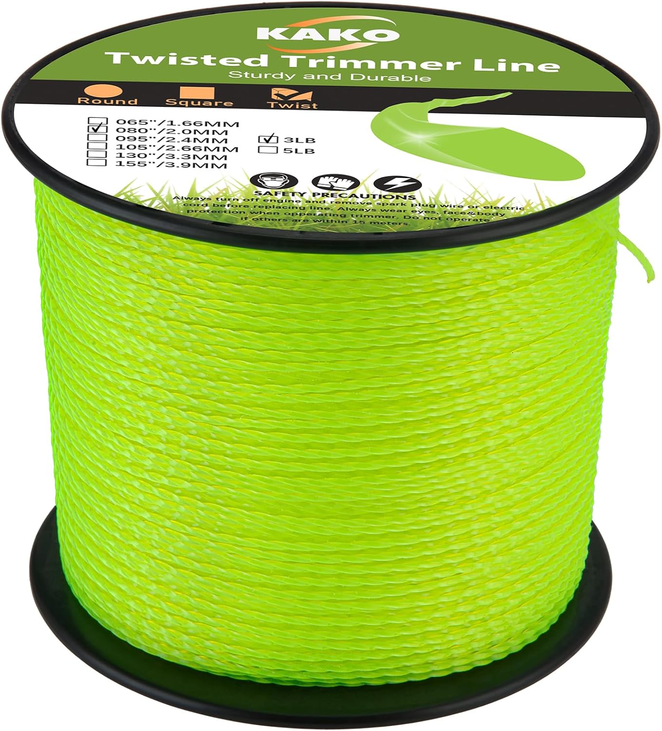 080 Trimmer Line Heavy Duty, Twisted Weed Eater String .080, 080 String Trimmer Line 0.08In-1480Ft-3Lb Twisted Weed Wacker String .080 Compatible with Ryobi, Ego, Greenworks String Trimmers and more