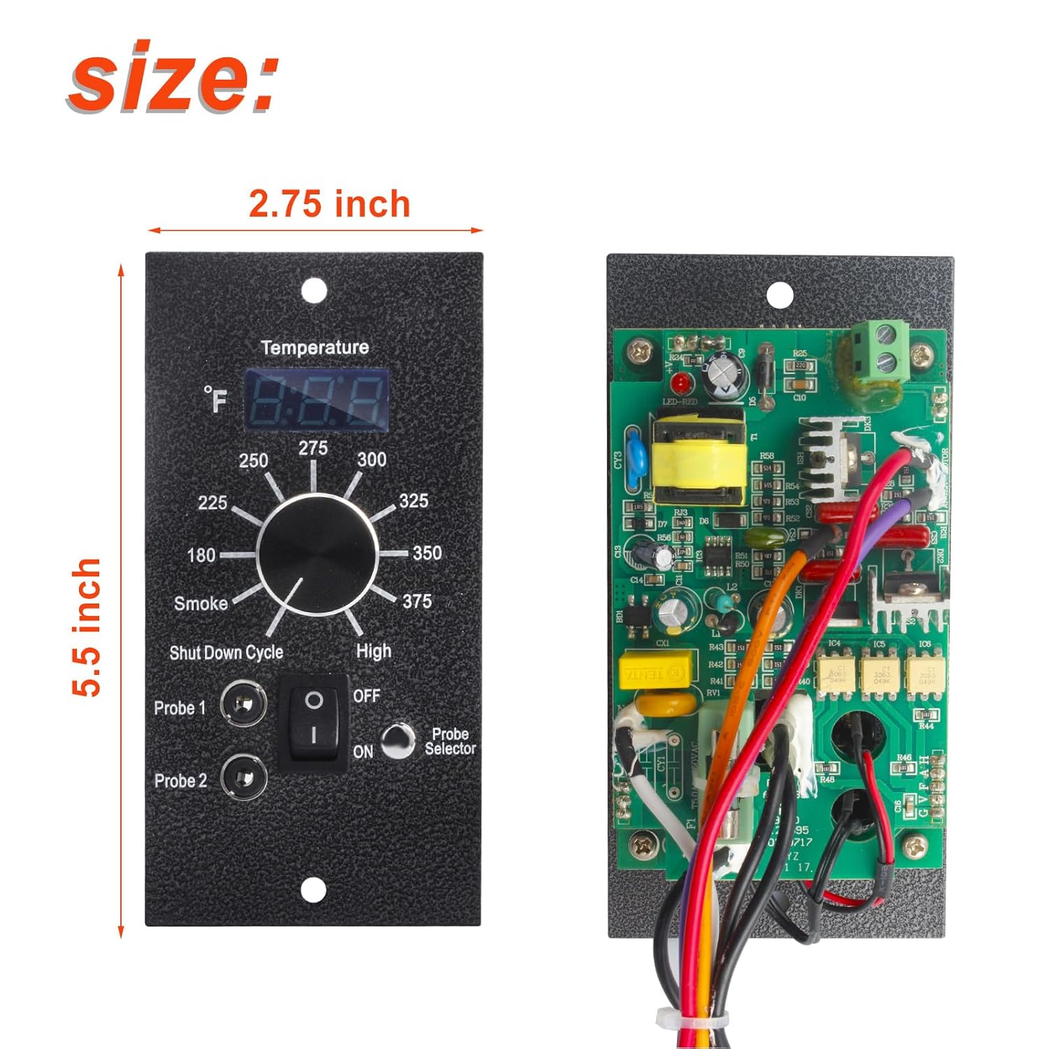 Replacement for Traeger Digital pro Controller Board kit,BAC365 Control Board Compatible with Most Traeger Pellet Grills (Except PTG), with RTD Temp Probe,2pcs Meat Probe